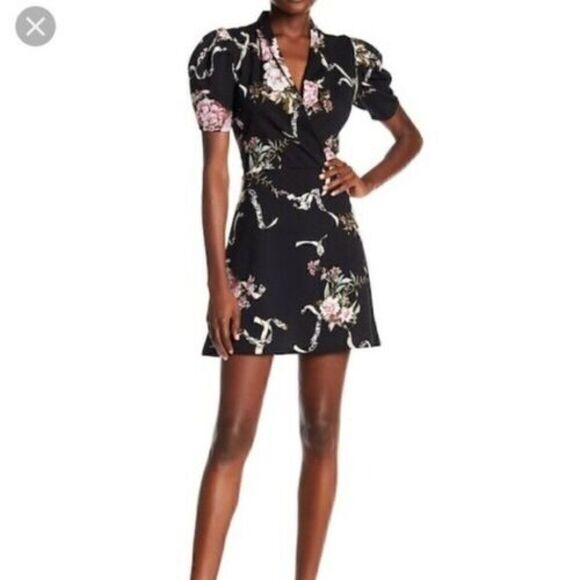 Free Press NWOT Black Floral Short Dress Size S - Picture 2 of 3
